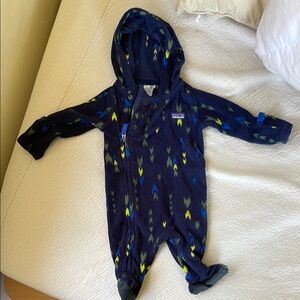 Patagonia Kids One Piece Footie - Navy with Yellow and Blue Accents